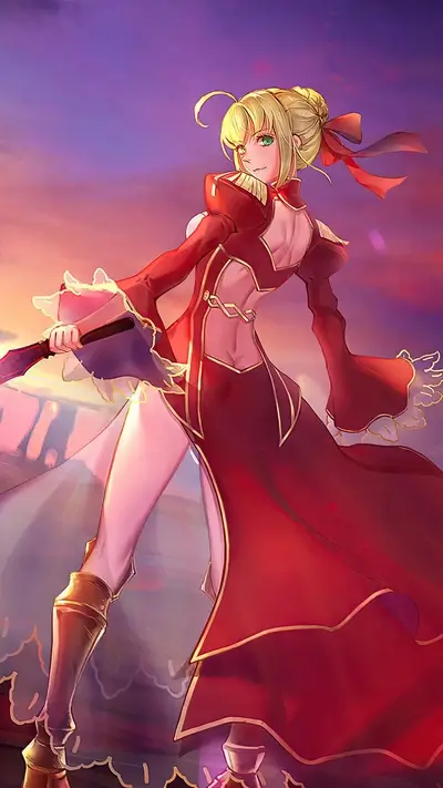 Anime girl in red dress