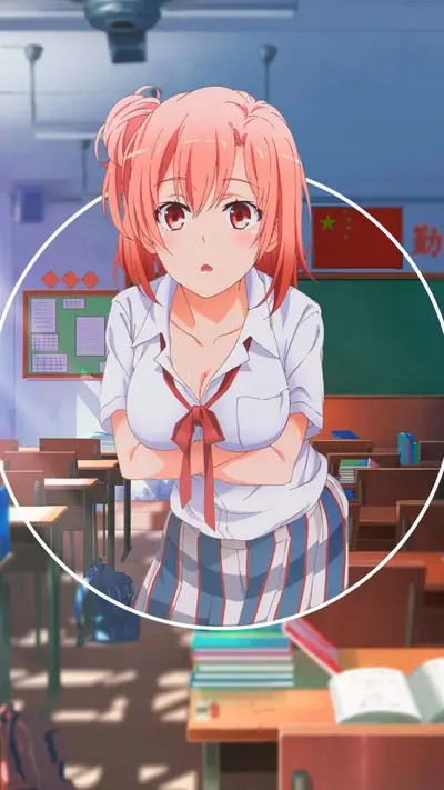 Anime girl in school classroom