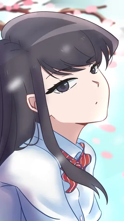 Anime girl in school uniform, snowy background