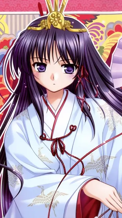 Anime girl in traditional Japanese clothing