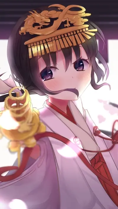 Anime girl in traditional Japanese clothing