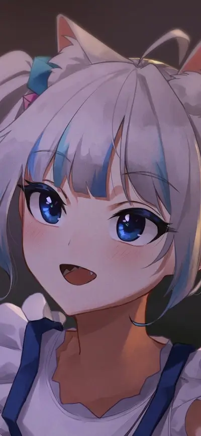 Anime girl portrait featuring cat ears and a charming smile