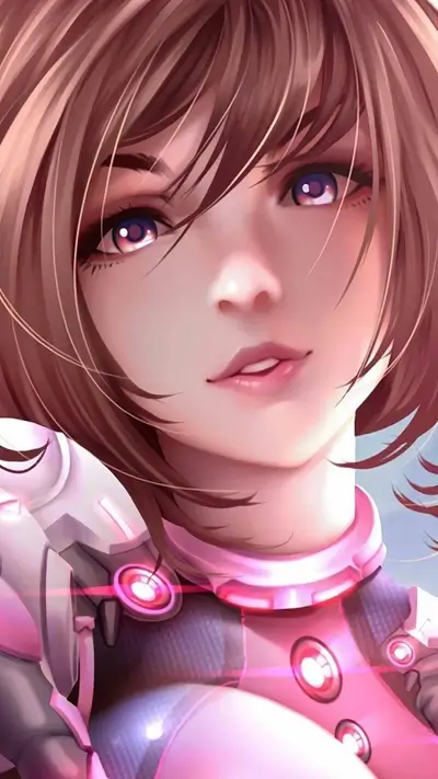 Anime girl portrait with futuristic armor