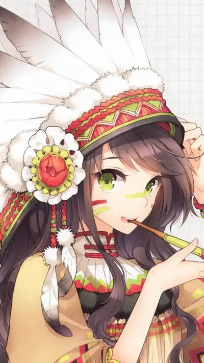 Anime girl wearing headdress