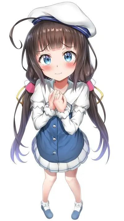 Anime girl with big blue eyes wearing sailor outfit