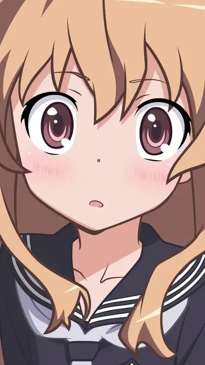 Anime girl with big eyes, looking surprised