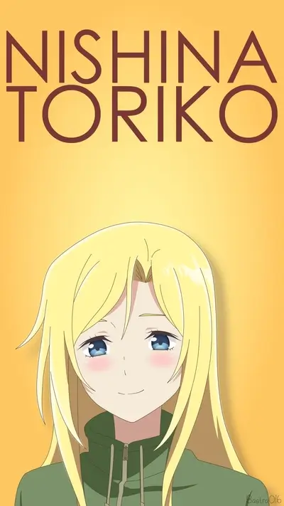 Anime girl with blonde hair and a green hoodie
