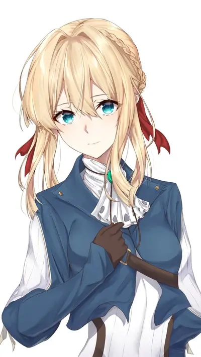 Anime girl with blonde hair and blue eyes