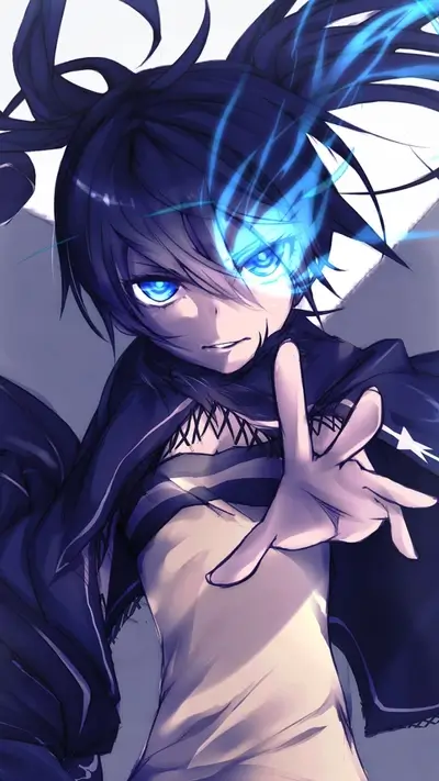 Anime girl with blue eyes and flames coming from her eye