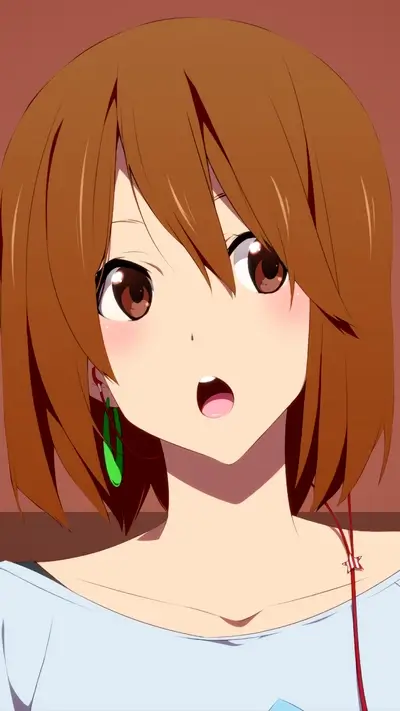 Anime girl with brown hair and green earrings