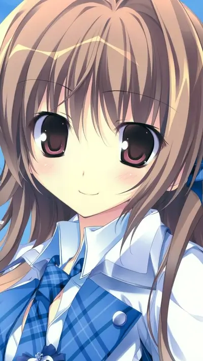 Anime girl with brown hair, wearing school uniform