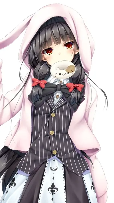 Anime girl with bunny ears and pinstripe suit