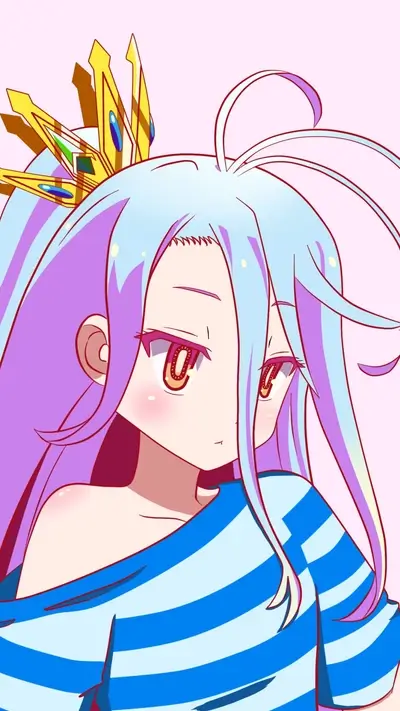 Anime girl with colorful hair and golden crown