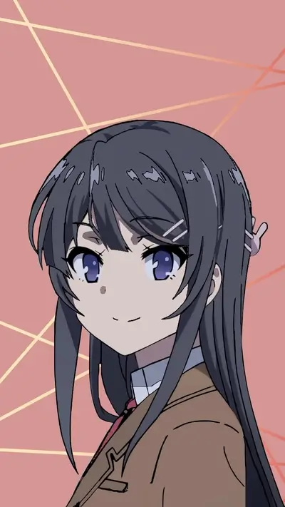 Anime girl with dark hair and a brown coat