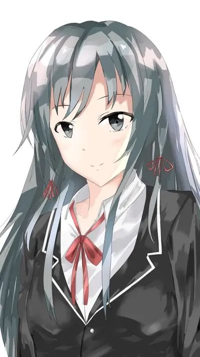 Anime girl with grey hair in school uniform