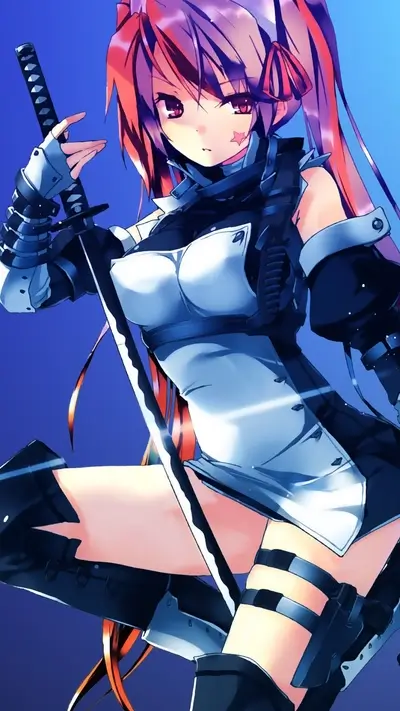 Anime girl with katana and futuristic outfit