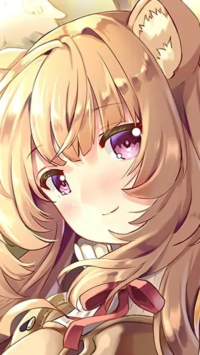 Anime girl with long blonde hair, big eyes, and a cute smile