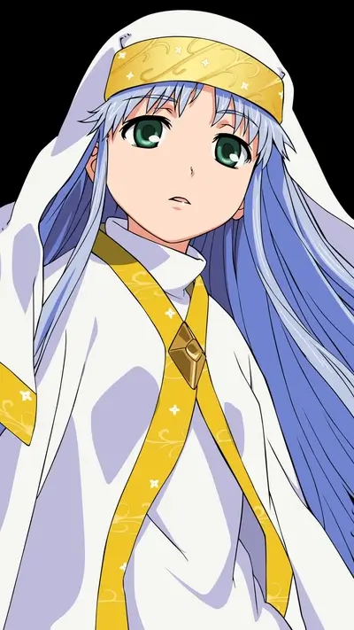 Anime girl with long blue hair
