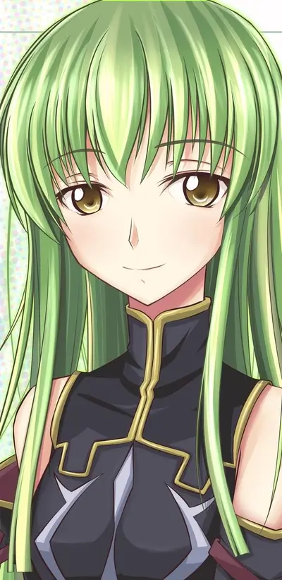 Anime girl with long green hair