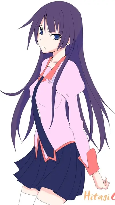 Anime girl with long purple hair