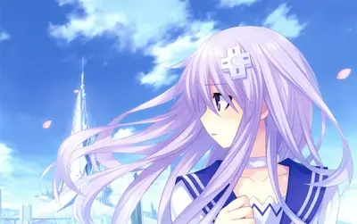 Anime girl with long purple hair