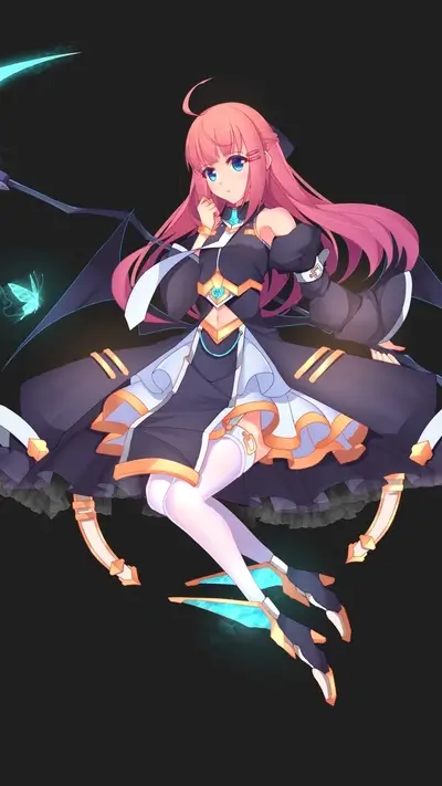 Anime girl with pink hair in a dark dress