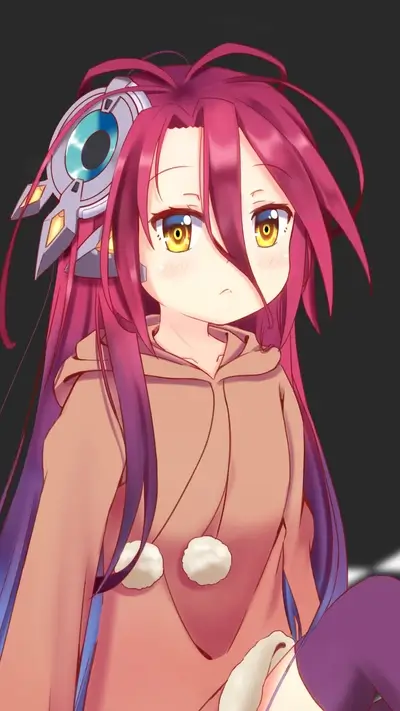 Anime girl with pink hair in a hoodie