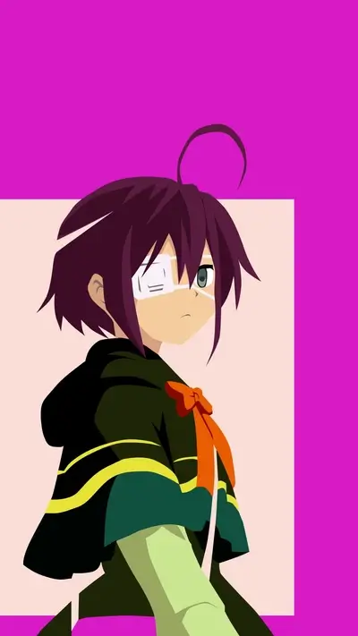 Anime girl with purple hair and eye patch