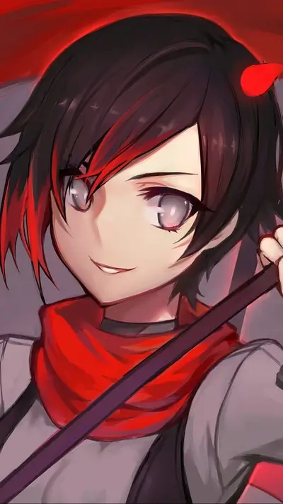 Anime girl with red hair and red scarf