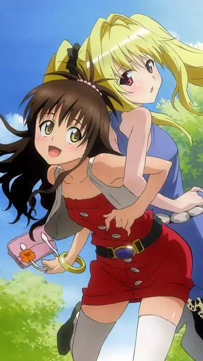 Anime girls in summer clothing smiling and having fun