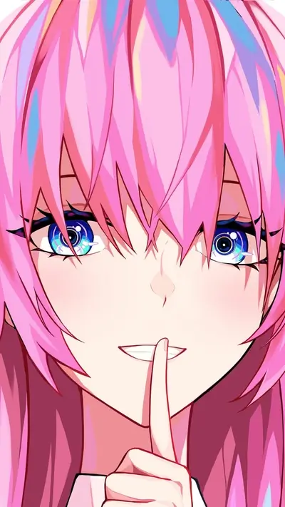 Anime-style female character making a shushing gesture
