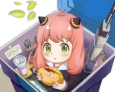 Anya Forger inside box holding food