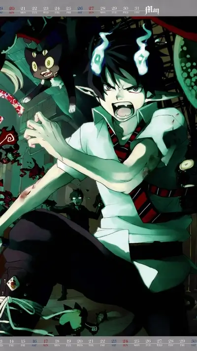 Ao no Exorcist calendar featuring Rin Okumura