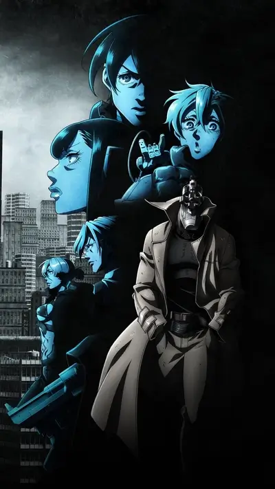Appears to be promotional art with various characters, dark and serious tone