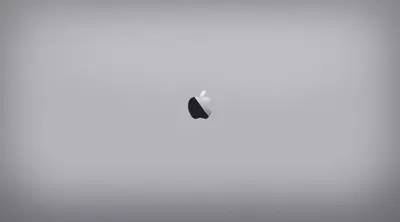Apple logo on a gray background