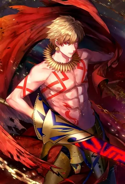 Artistic depiction of a character with elaborate markings and ornate attire