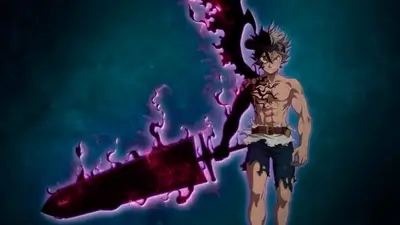 Asta Black Asta form wielding large anti-magic sword powerful dark aura