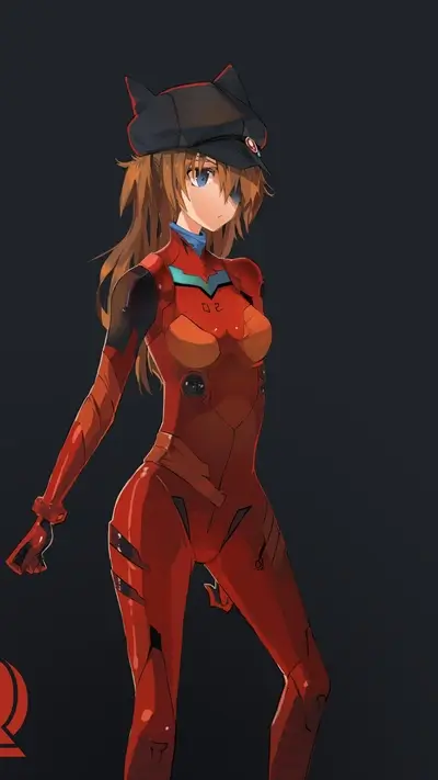 Asuka Langley Soryu with the Eva Unit 02 plugsuit and hat