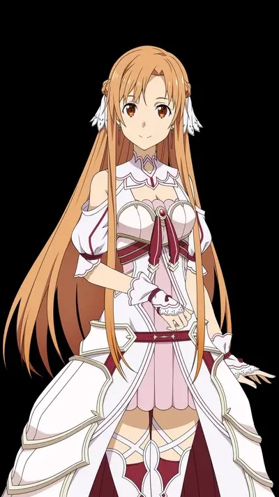 Asuna in a beautiful white and red dress