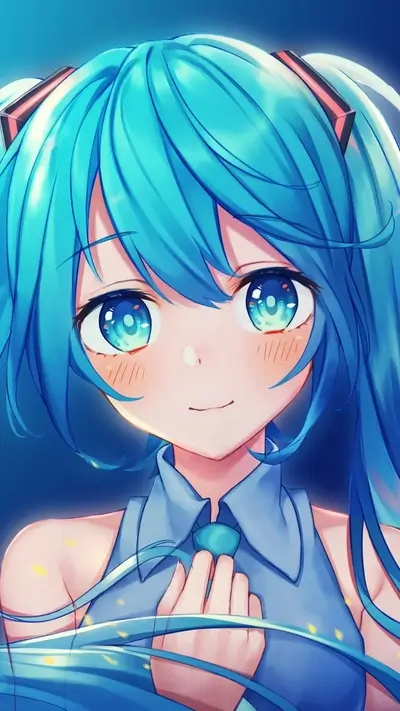 Beautiful girl with bright blue hair