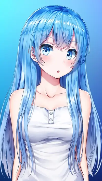 Beautiful girl with long blue hair