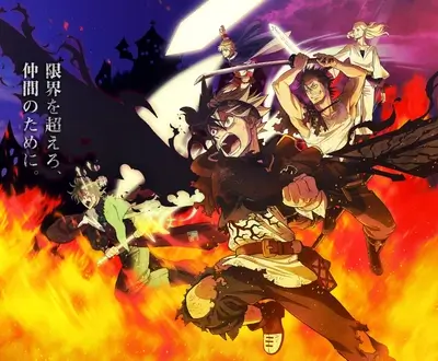 Black Clover characters fighting in flames