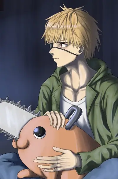 Blond boy with eye patch holding plush toy