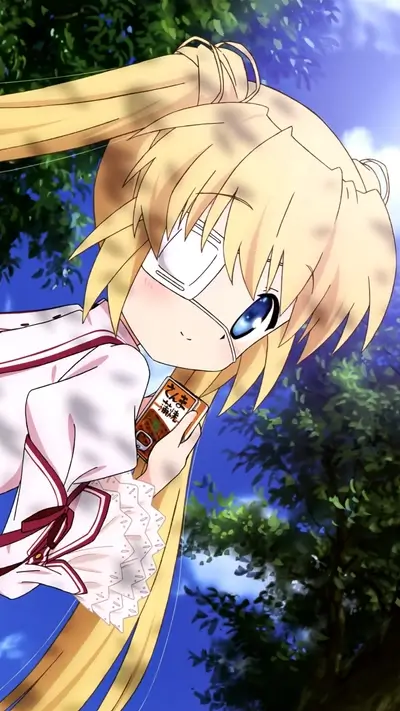 Blond girl with eye patch holding canned food