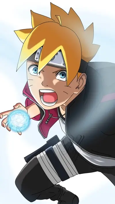 Blond haired anime boy with blue energy ball in hand