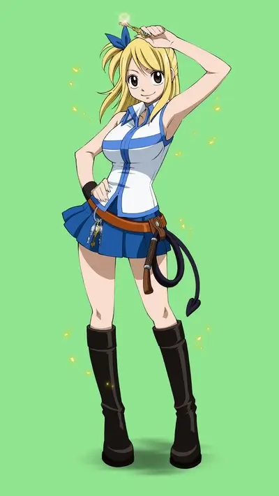 Blonde anime girl, magic key, blue uniform