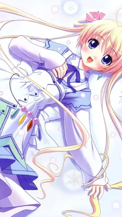 Blonde anime girl with big blue eyes