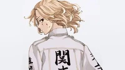 Blonde boy with blood on face wearing white uniform jacket