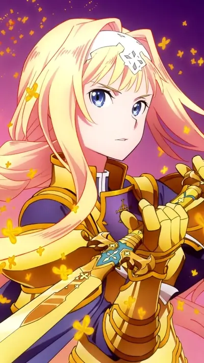 Blonde female character, armor, and a sword in fantasy environment