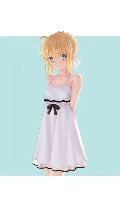 Blonde girl in a summer dress